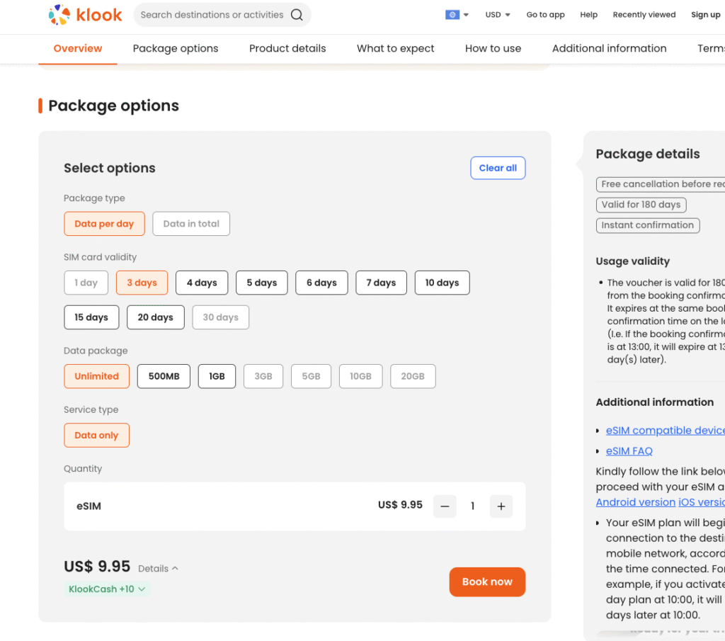 Klook eSIM Indonesia