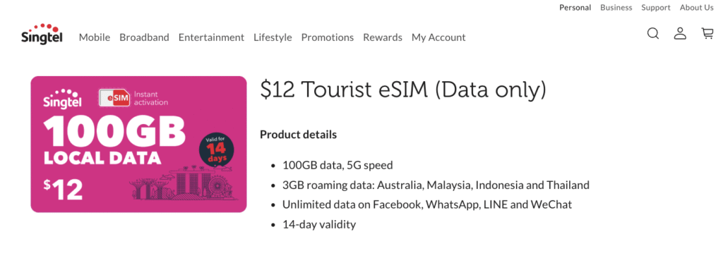 Singtel Tourist eSIM